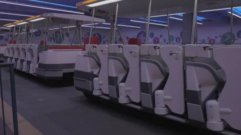 Empty tram rolls into station Stock Footage 242928577