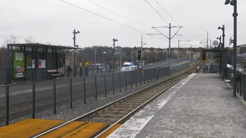 Empty tram station due to Covid-19 Coronavirus Stock Footage 127555509