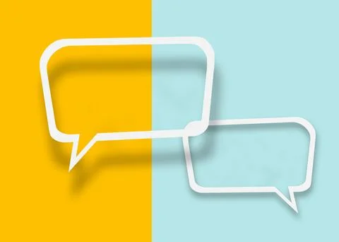 Empty transparent balloon paper speech bubble shape against yellow-light bl.. 스톡 일러스트