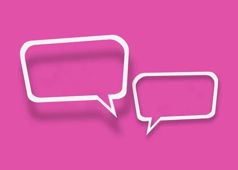 Empty transparent balloon paper speech bubble shape against pink background. Stock Illustration