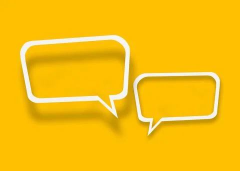 Empty transparent balloon paper speech bubble shape against yellow background Stock Illustration