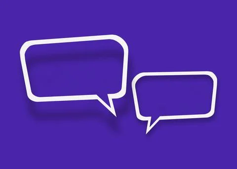 Empty transparent balloon paper speech bubble shape against blue background. Stock Illustration