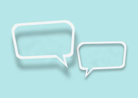 Empty transparent balloon paper speech bubble shape against light blue back.. 스톡 일러스트