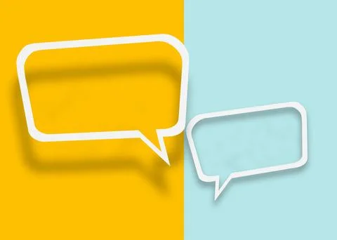 Empty transparent balloon paper speech bubble shape against yellow-light bl.. Stock Illustration