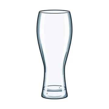 Empty transparent beverage glass illustration on white background Stock Illustration