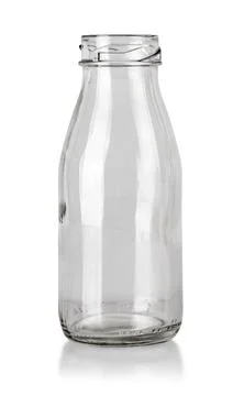 Empty transparent bottle isolated on the white background Stock Photos