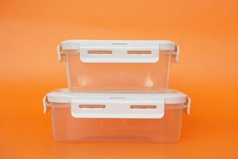 Empty transparent boxes, containers. Stock Photos