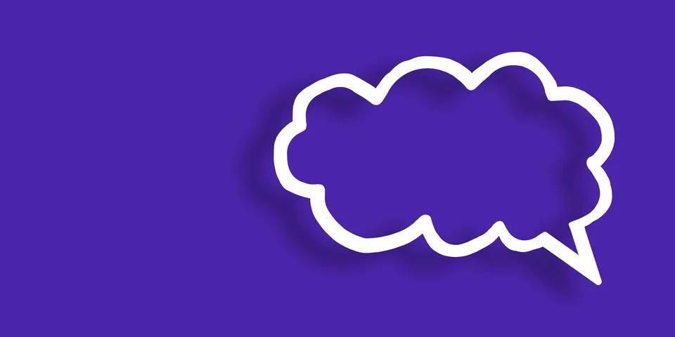 Empty transparent cloud paper speech bubble shape against blue background. Stock Illustration