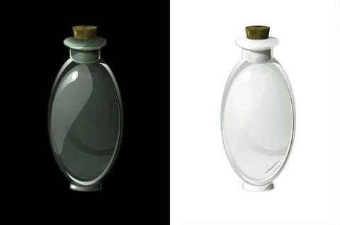 Empty transparent flask for magic potion for ui games. Stock Illustration