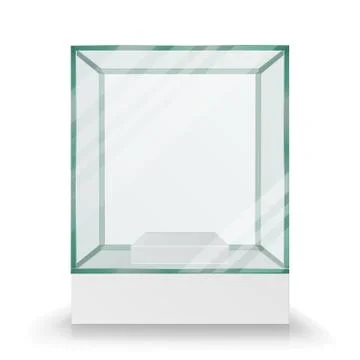 Empty Transparent Glass Box Cube Vector. For Exhibition And Presentation. In Stock Illustration