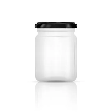 Empty transparent glass jar with screw cap. Round Shape Glass Canister isolat Stock Illustration