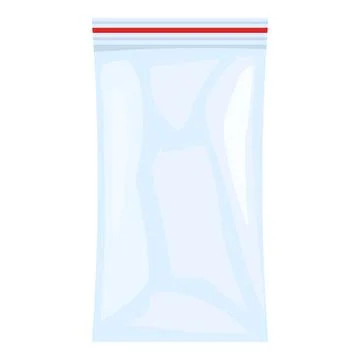 Empty transparent plastic bag with zipper on white background Stock Illustration