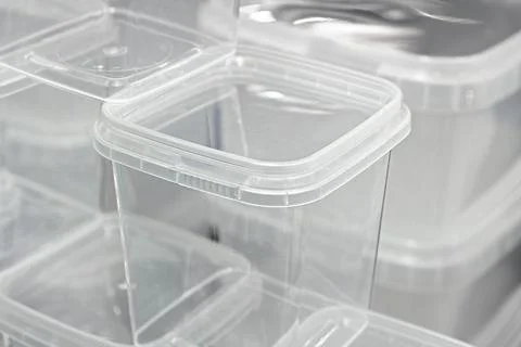 Empty transparent plastic containers Stock Photos