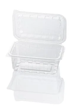 Empty transparent plastic food container Stock Photos