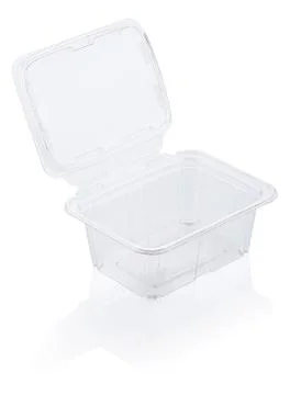Empty transparent plastic food container i Stock Photos