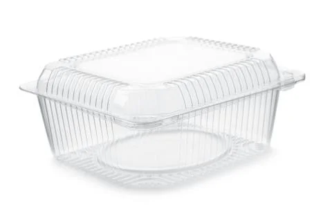 Empty transparent plastic food container Stock Photos