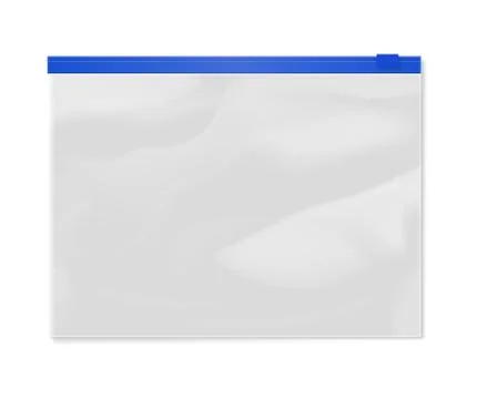Empty transparent plastic zipper slider bag Stock Illustration