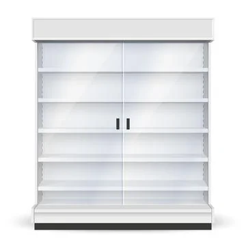 Empty transparent store isolated, shelving for product shop display vector Stock Illustration