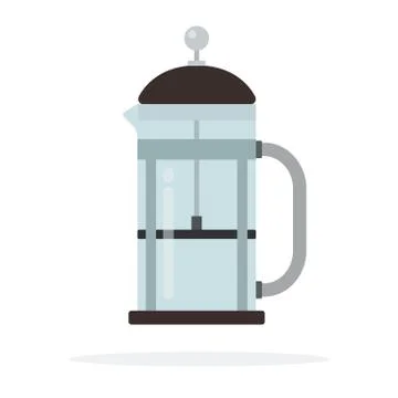 Empty transparent teapot with a piston vector flat isolated Stock Illustration
