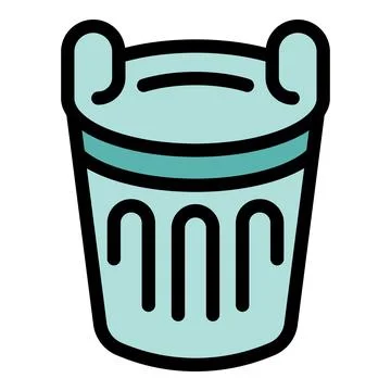 Empty trash can icon representing waste disposal and recycling Stock Illustration