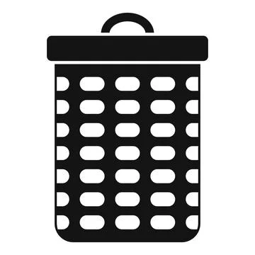 Empty trash can with metal grid pattern and handle for carrying Stock Illustration
