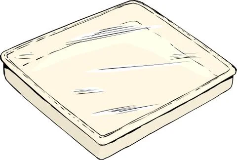 Empty tray covered with plastic wrap Stock Illustration