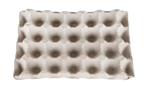 Empty tray of eggs isolated Stock Photos