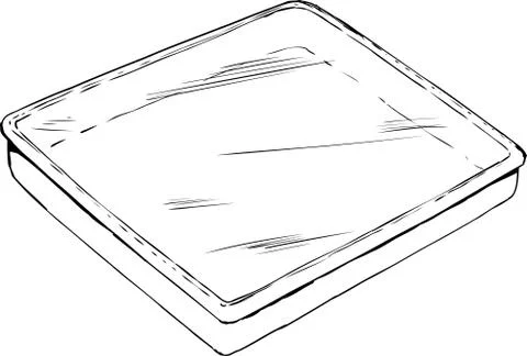 Empty tray with plastic cover outline Stock Illustration