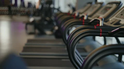 Empty Treadmills in a Modern Gym Ready for Cardio Workout Видео 311926364