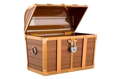 Empty Treasure Chest, 3D rendering Stock Illustration