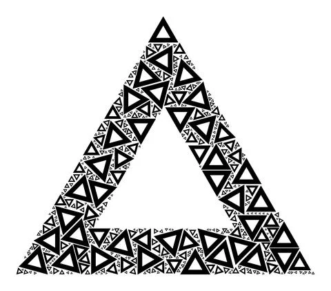 Empty Triangle Recursive Icon Composition of Self Items Illustrazione stock