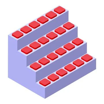 Empty tribune with red seats isometric icon Stock Illustration