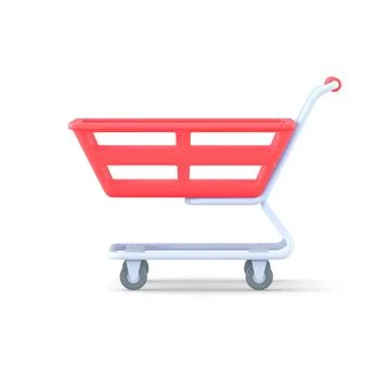 Empty trolley for 3d purchases vector icon. Metallic marketing container wh.. Illustrazione stock