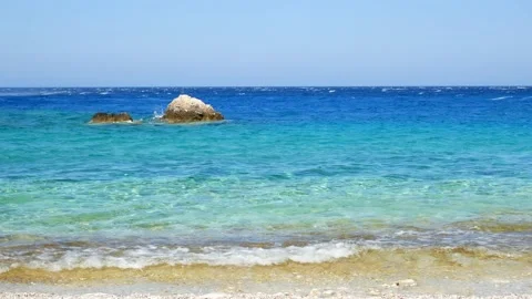 Empty tropical beach, Apella beach, Karpathos Island, Greece Stock Footage 201296438