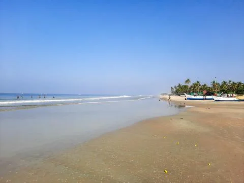 Empty tropical beach background. Horizon with sky and white sand, tropical beach Foto stock