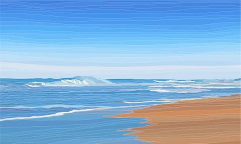 Empty tropical beach, summer vacation or travel background vector illustration Stock Illustration