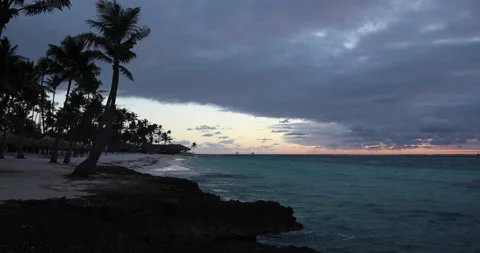 Empty Tropical Resort Beach At Dawn Video stock 145552425