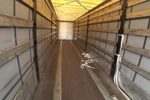 Empty truck, view from the inside. Stock Photos