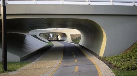 Empty Tunnel with Bicycle Road Stock Footage 52554084