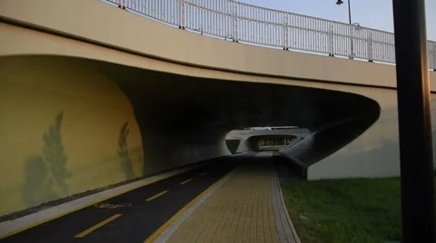 Empty Tunnel with Bicycle Road Stock Footage 52554090