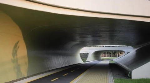 Empty Tunnel with Bicycle Road Stock Footage 52554092