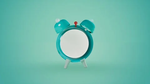 Empty turquoise alarm clock on mint background. 3d rendering Stock Footage 340245787
