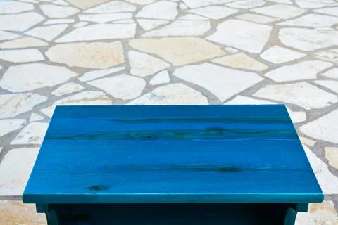 Empty turquoise wooden table Stock Photos