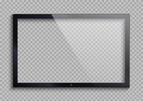 Empty tv frame with reflection and transparency screen isolated. Lcd monitor イラスト素材