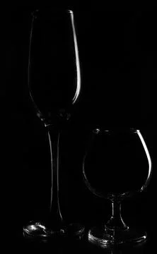 Empty two glasses of wine Stock Photos