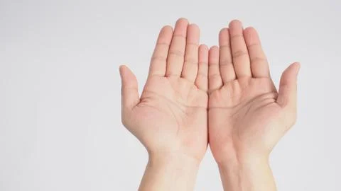 Empty two hands on white background. Stock Photos