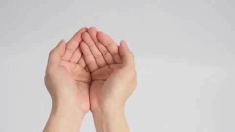 Empty two hands on white background. Stock Photos
