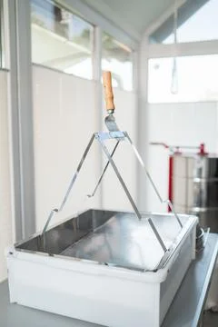 Empty Uncapping Tray with Capping Scratcher on Top to Harvest Honey for Bee.. Stock Photos