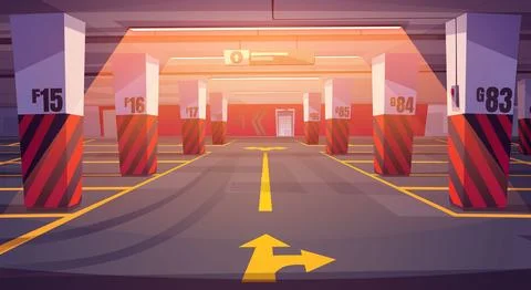 Empty underground car parking interior Illustrazione stock
