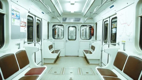 Empty underground carriage arriving at station Video stock 90762825